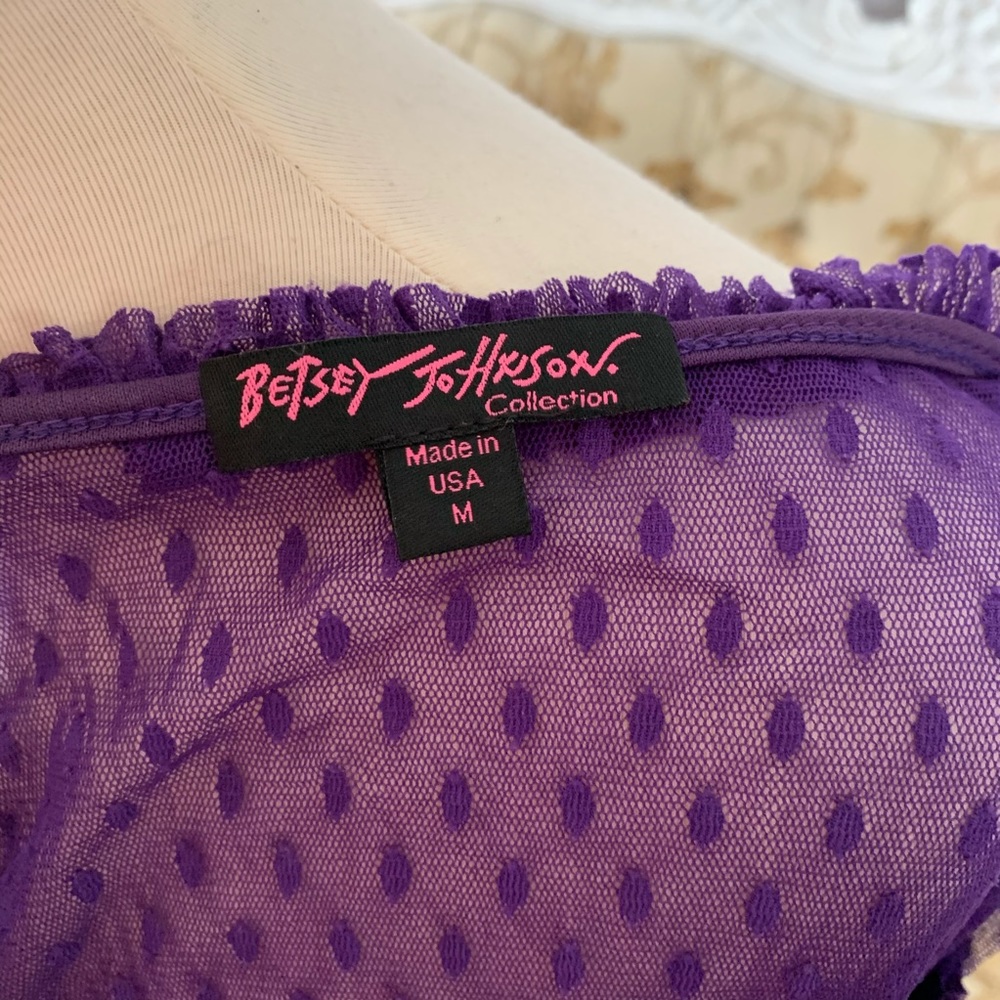 Vintage Betsey Johnson Purple Sheer Long Sleeve Mesh Top - Picture 5 of 5